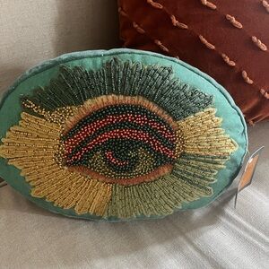 John Derian Beaded Eye Decorative Pillow Brand New with tags